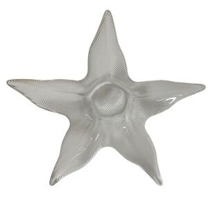 Textured Clear Glass Starfish Bowl‎ Nautical Cottage Core Beach Living 11 In SEE
